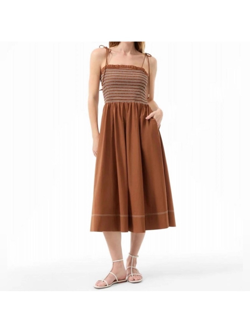 NWT Veronica Beard Kaela Midi Dress - Whisky